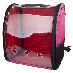 Kedi Kopek Şeffaf Sırt Çantası Pembe 42X36X25