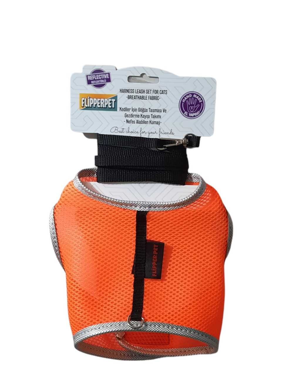 FLİPPER PET ELBİSELİ KEDİ GÖĞÜS TASMASI TURUNCU