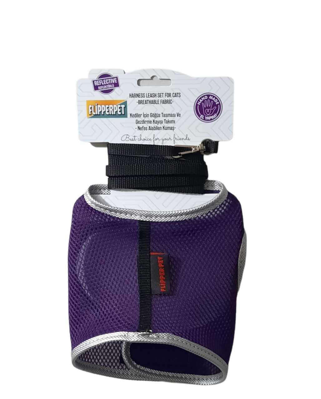 FLİPPER PET ELBİSELİ KEDİ GÖĞÜS TASMASI MOR