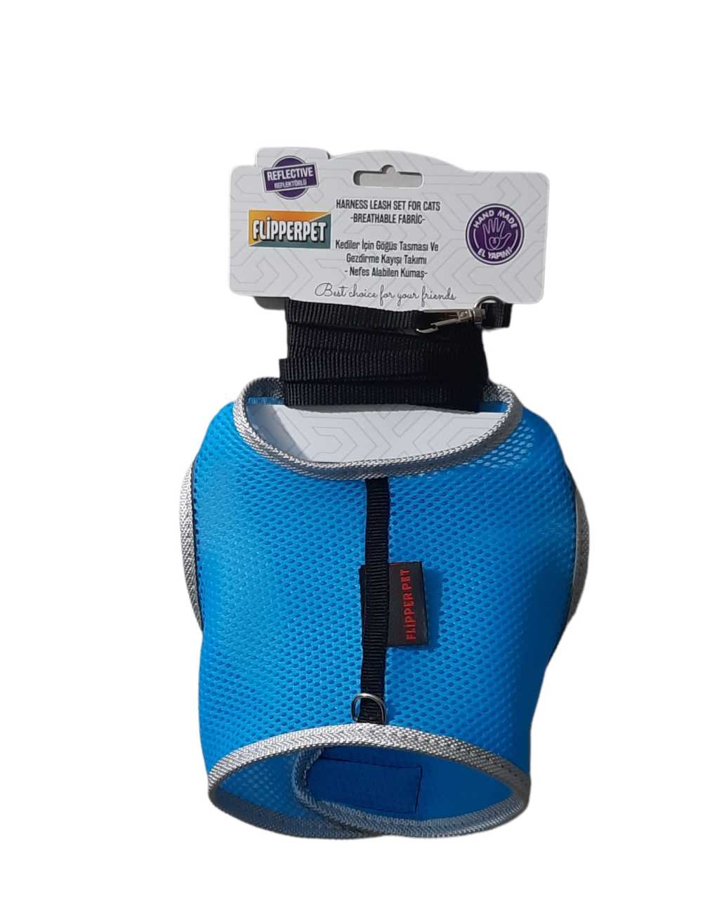 FLİPPER PET ELBİSELİ KEDİ GÖĞÜS TASMASI MAVİ