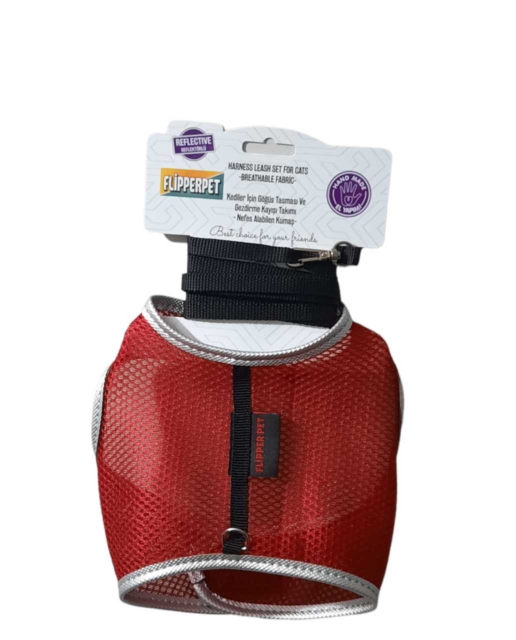 FLİPPER PET ELBİSELİ KEDİ GÖĞÜS TASMASI KIRMIZI
